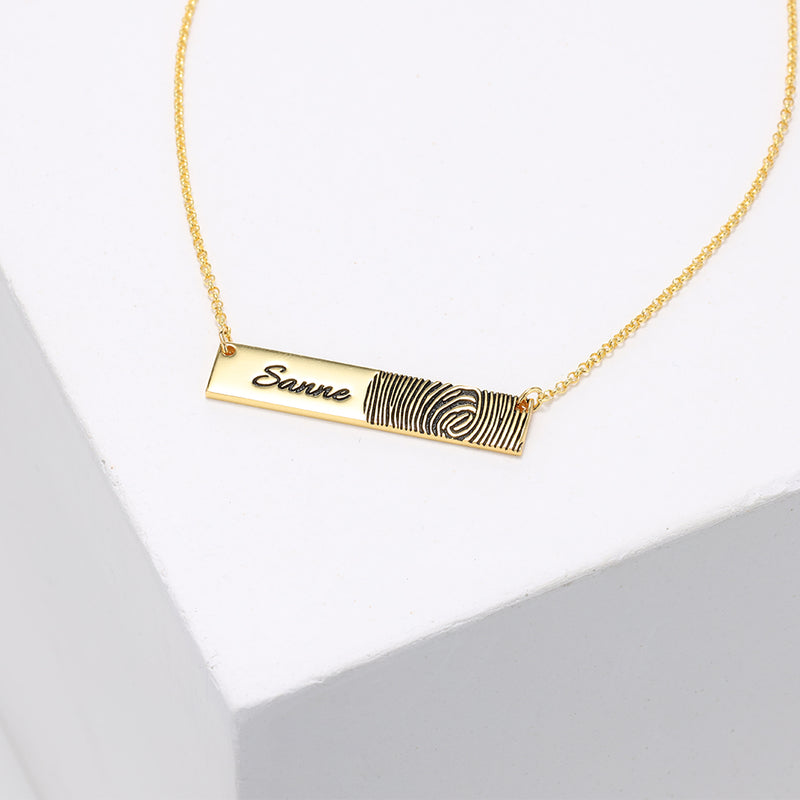 Brielle Personalised Fingerprint Nameplate Bar Necklace