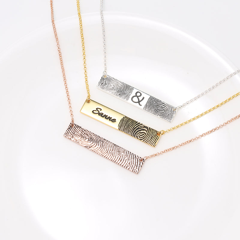 Brielle Personalised Fingerprint Nameplate Bar Necklace