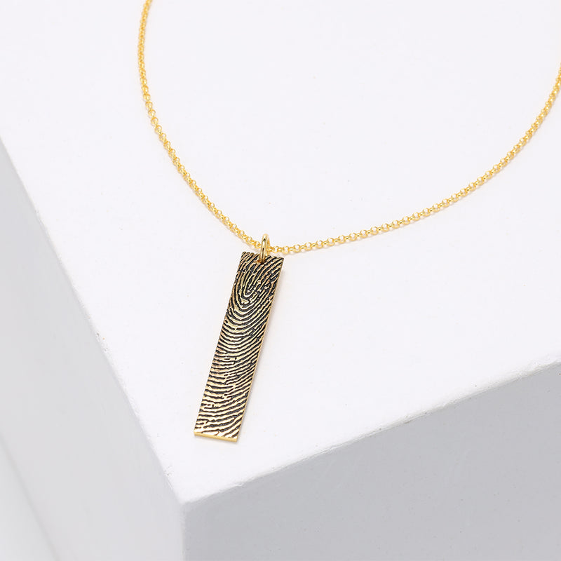 Maia Fingerprint Vertical Bar Necklace Pendant