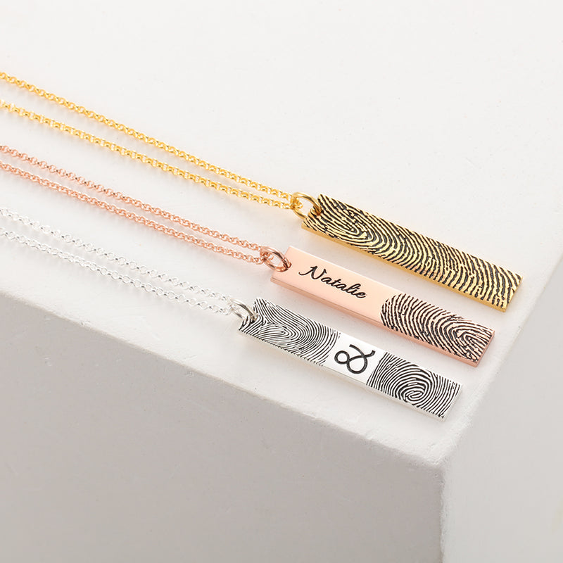 Maia Fingerprint Vertical Bar Necklace Pendant