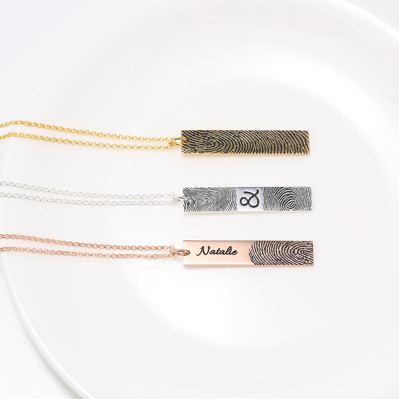 Maia Fingerprint Vertical Bar Necklace Pendant