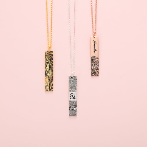 Maia Fingerprint Vertical Bar Necklace Pendant