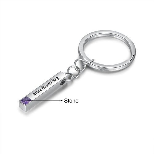 Zoe Personalised Bar Keychain with Birthstone