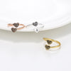 Fingerprint Rings two love hearts gold, silver rose gold