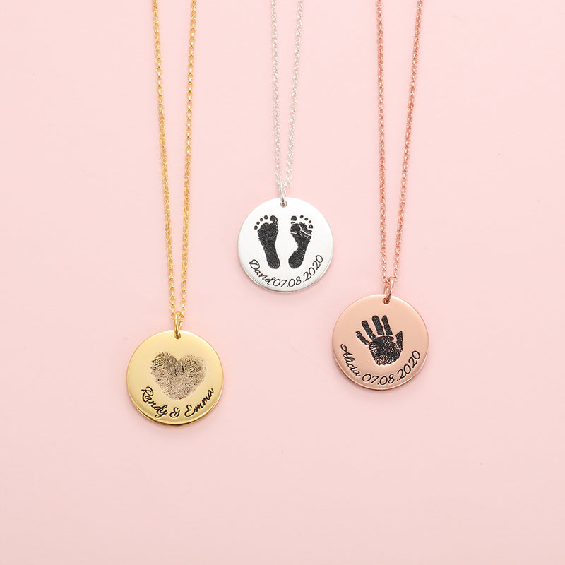 Odette Memorial Disk Footprint Necklace