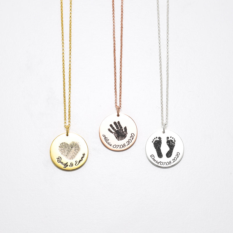 Odette Memorial Disk Footprint Necklace