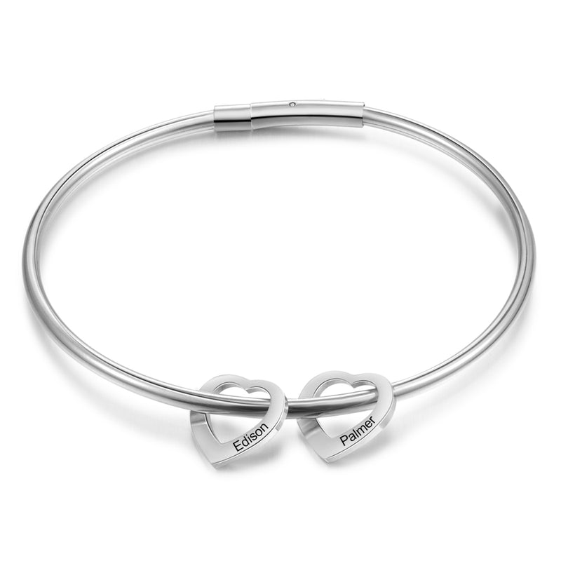 Danielle Love Heart Charm Bangle Personalised