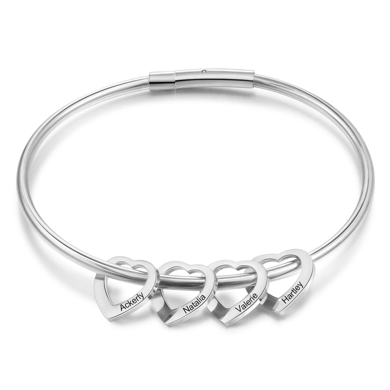 Danielle Love Heart Charm Bangle Personalised