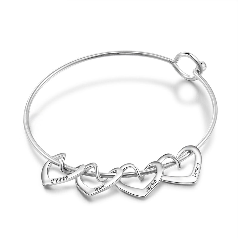 Valerie Personalised Love Heart Charm Bangle