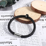 Benny Leather Bracelet with Custom Names Black Bead