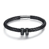 The braided leather accompanied with solid black stainless steel customised beads 