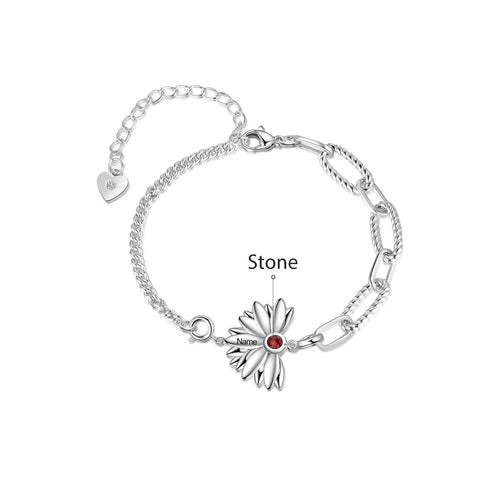 Natalie Birthstone Sunflower Bracelet Personalised