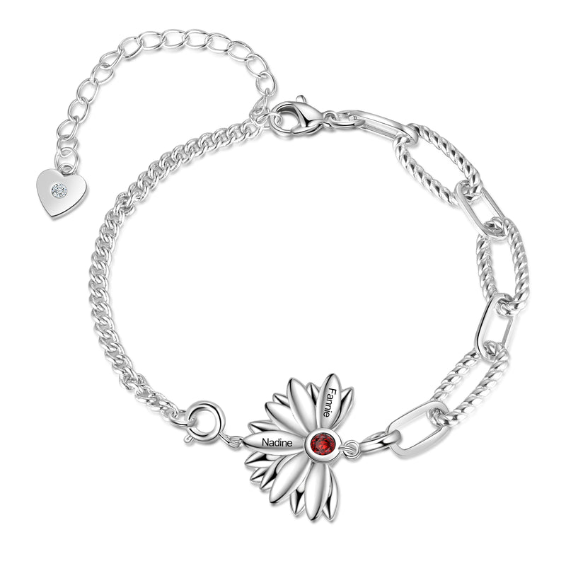 Natalie Birthstone Sunflower Bracelet Personalised