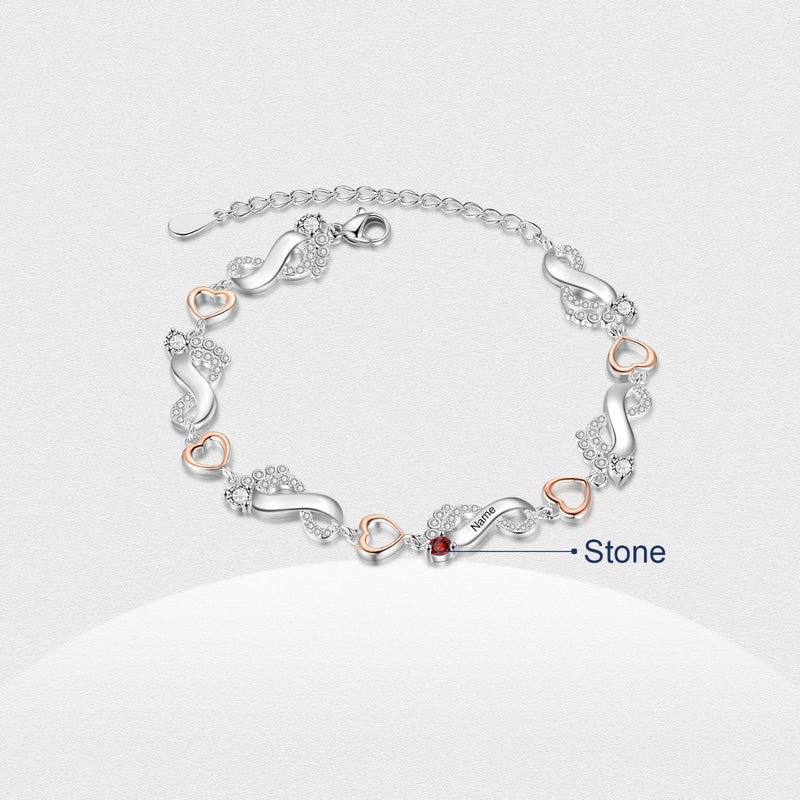 Sally Personalised Footprint Bracelet with Birthstones