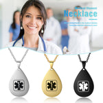 Ora Teardrop Medical ID Personalised Necklace