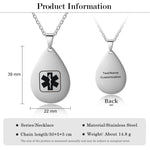 Ora Teardrop Medical ID Personalised Necklace