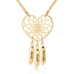 Roya Heart Shaped Custom Names Dreamcatcher Necklace