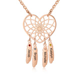 Roya Heart Shaped Custom Names Dreamcatcher Necklace