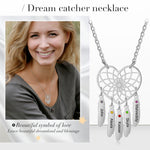 lady wearing heart dreamcatcher necklace