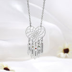 Silver necklace with 5 names and birthstones