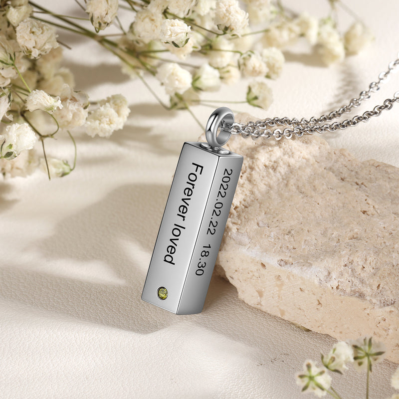 Adelin Memorial Vertical Bar Ashes Necklace