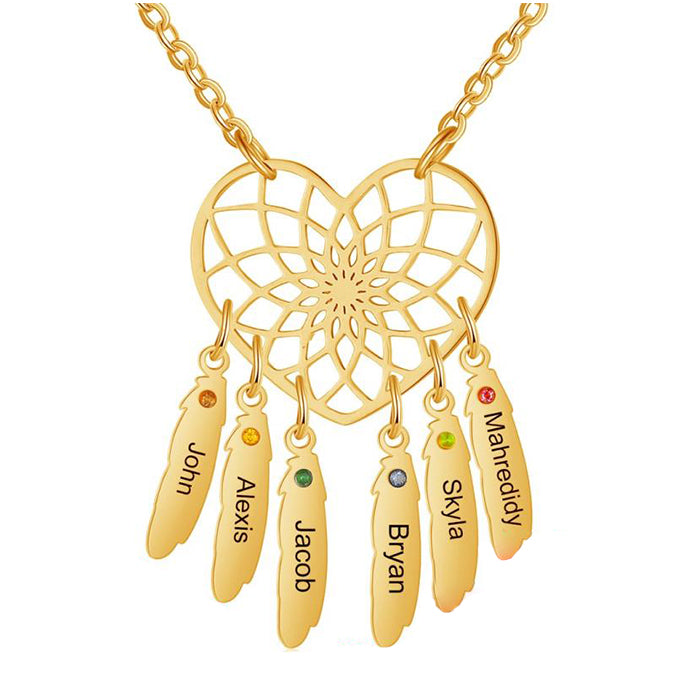 Roya Heart Shaped Custom Names Dreamcatcher Necklace