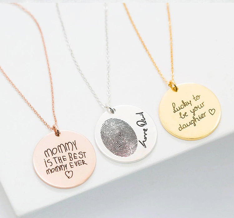 Poppy Disc Custom Names Fingerprint Necklace