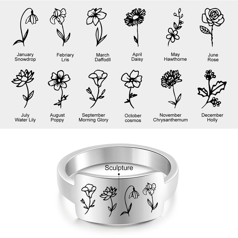 Ella Personalised Birthflower Ring