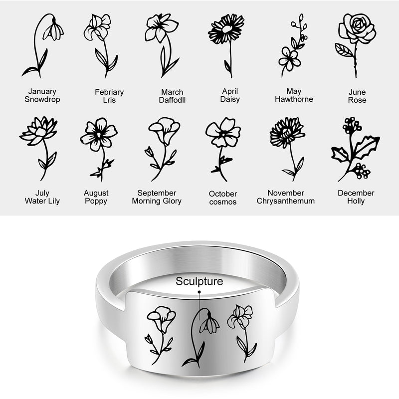 Ella Personalised Birthflower Ring