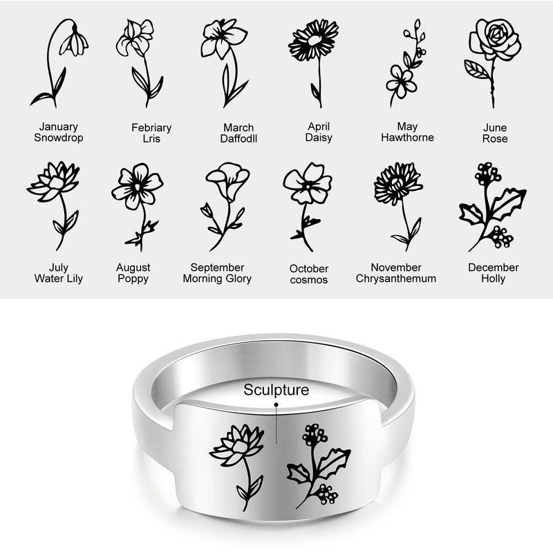 Ella Personalised Birthflower Ring