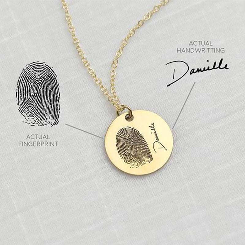 Poppy Disc Custom Names Fingerprint Necklace