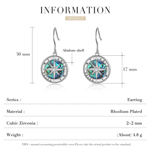 Destiny Rhodium Plated Compass Earrings