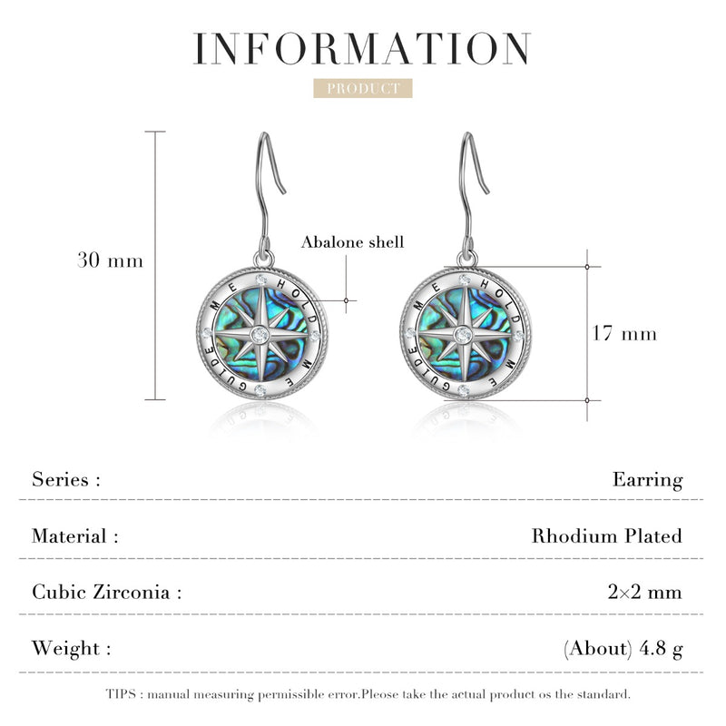 Destiny Rhodium Plated Compass Earrings