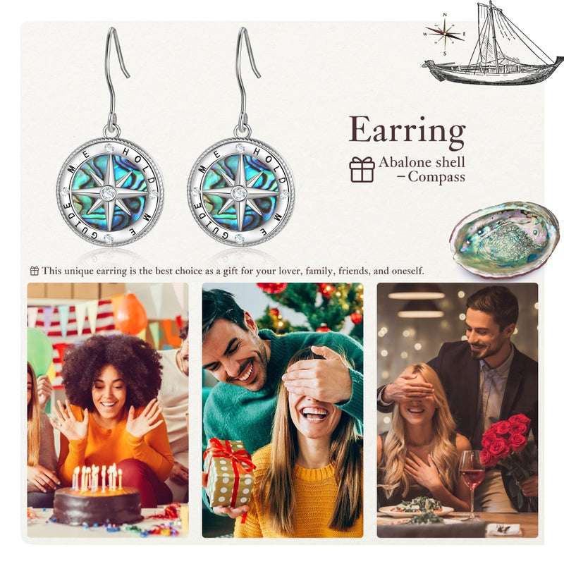 Destiny Rhodium Plated Compass Earrings