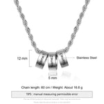 Max Engraved Stainless Steel Charm Bead Necklace