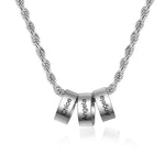 Max Engraved Stainless Steel Charm Bead Necklace