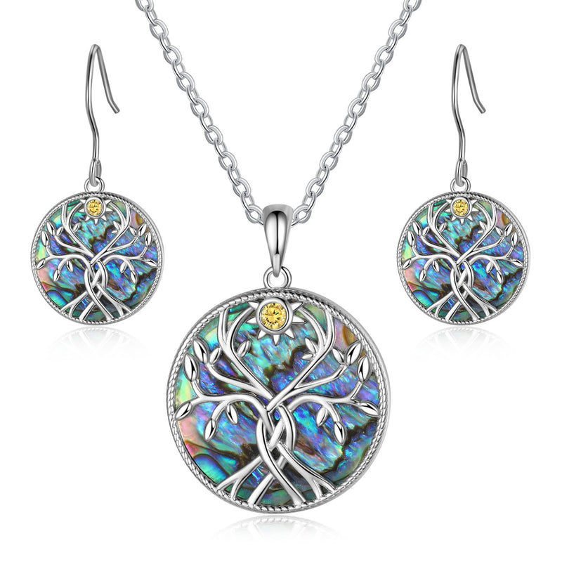 Angela Abalone Shell Family Tree Jewellery Set