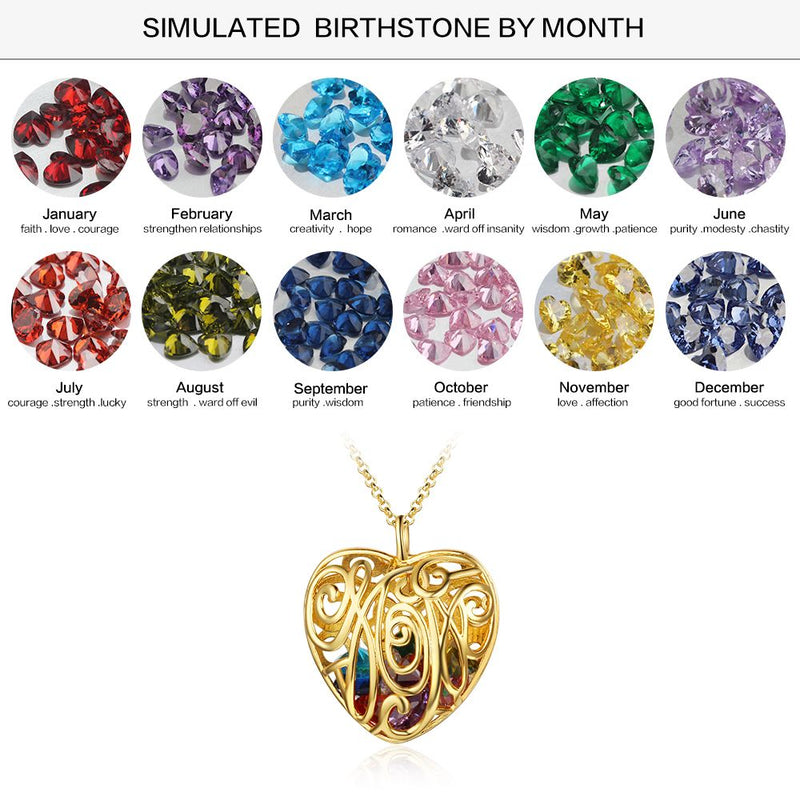 Brooklyn Heart Shaped Filigree Captured Birthstones