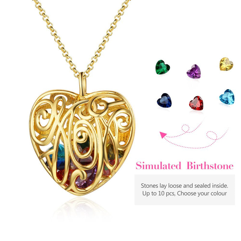 Brooklyn Heart Shaped Filigree Captured Birthstones