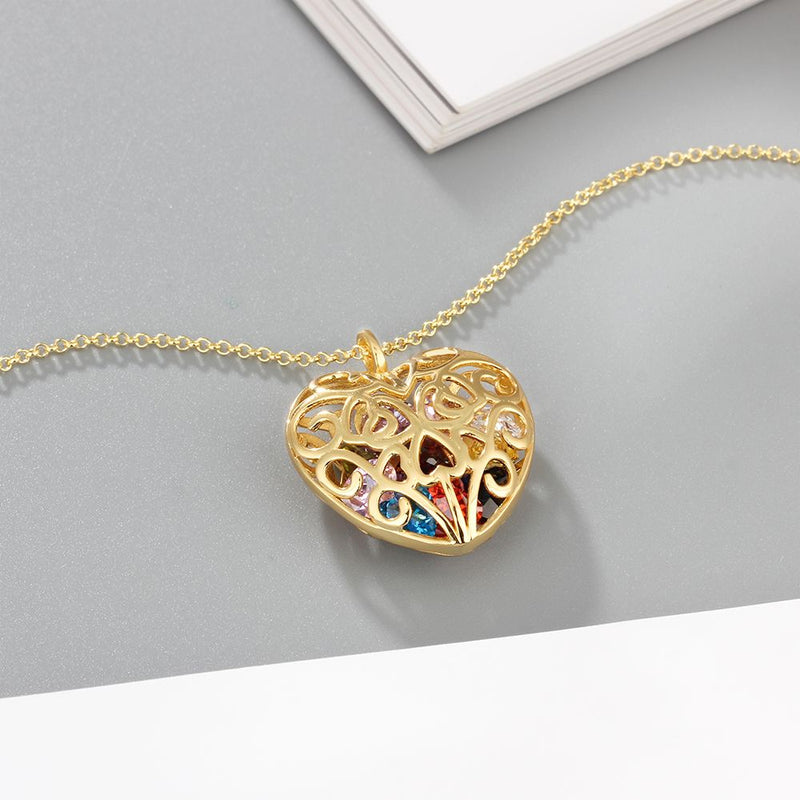 Brooklyn Heart Shaped Filigree Captured Birthstones