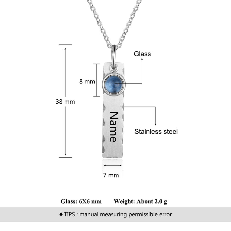 Emily Vertical Bar Personalised Pendant with Birthstone Necklace