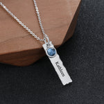 Emily Vertical Bar Personalised Pendant with Birthstone Necklace