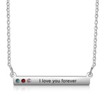 Linda Personalised Horizontal Bar Pendant with Birthstones