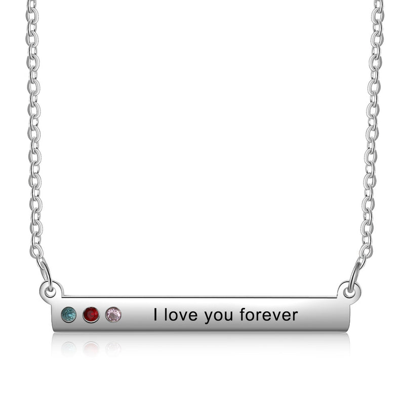 Linda Personalised Horizontal Bar Pendant with Birthstones