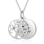 Mila Family Tree Birthstone and Disk Personalised Necklace