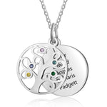 Mila Family Tree Birthstone and Disk Personalised Necklace