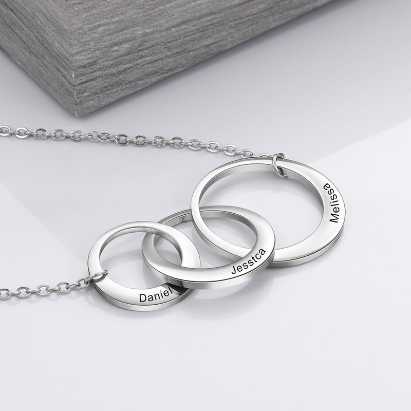 Ellie Interlocking Circle Pendants Personalised