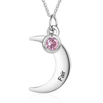 Mali Moon Personalised Necklace with Birthstone