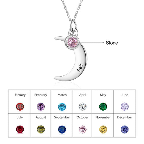 Mali Moon Personalised Necklace with Birthstone