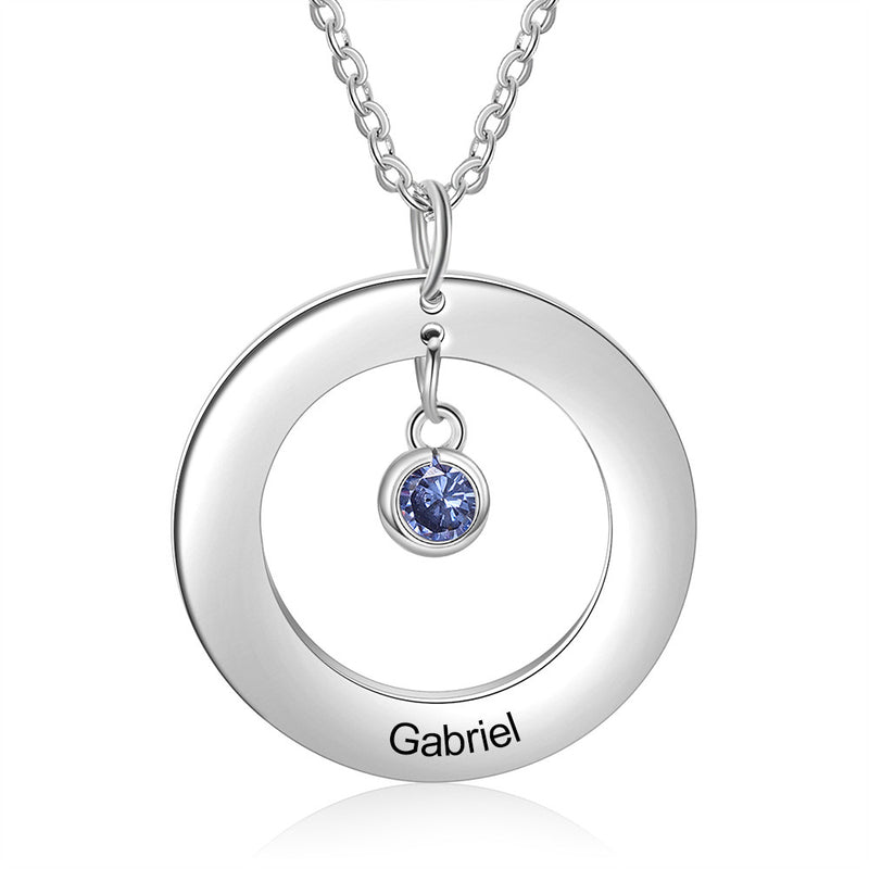 Kali Birthstone Circle Names Necklace